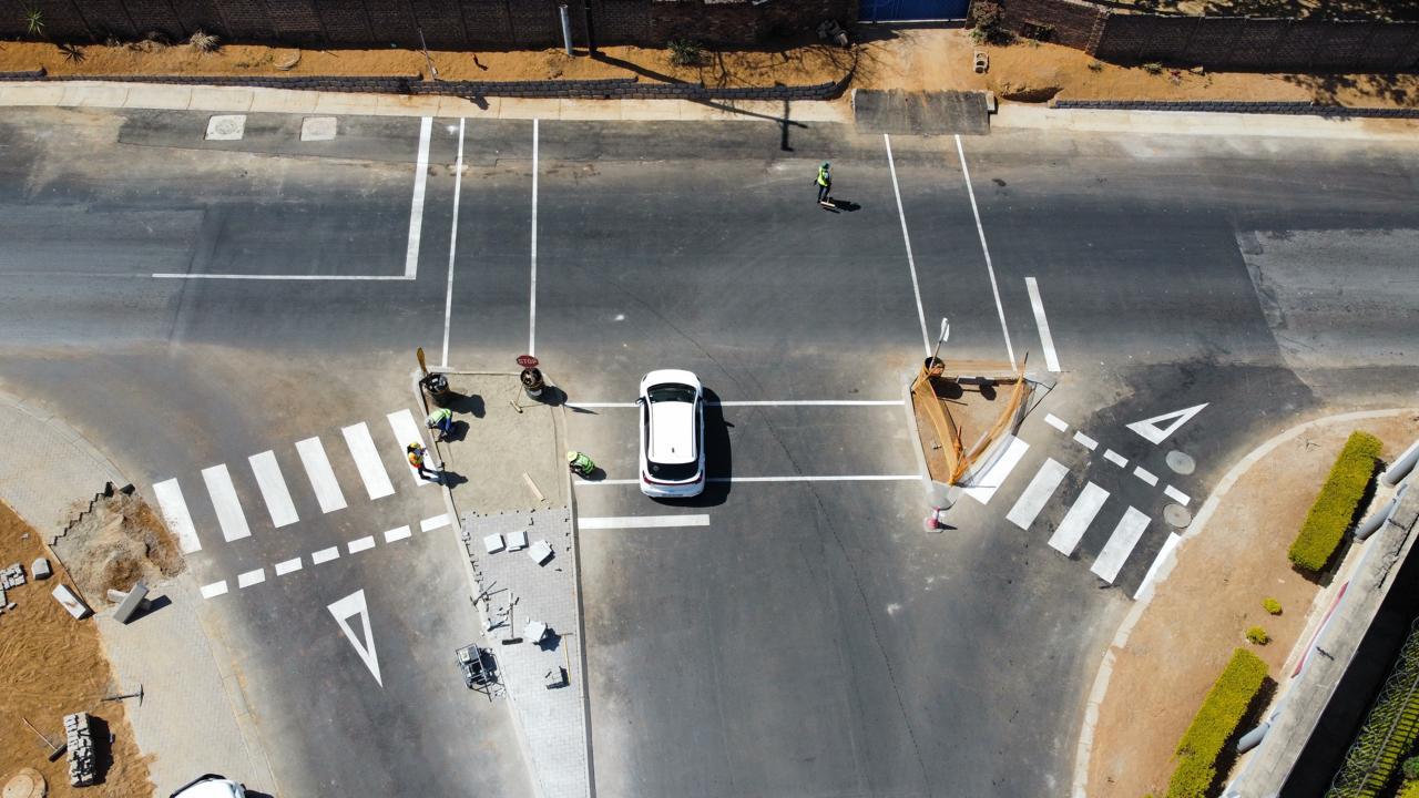 Aerial view of the new junction layout at Waterfall Manor