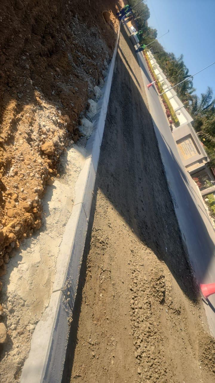 New kerb line and sub-base preparation alongside the roadway