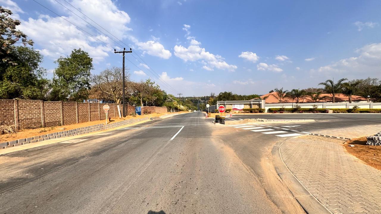 Completed roadway with new markings and kerbing at Waterfall Manor