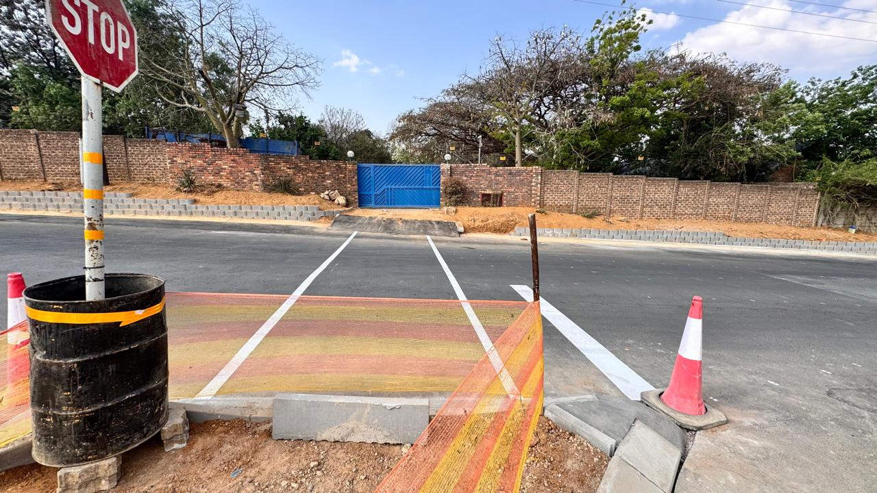 New kerbing, blockwork and markings at the completed junction